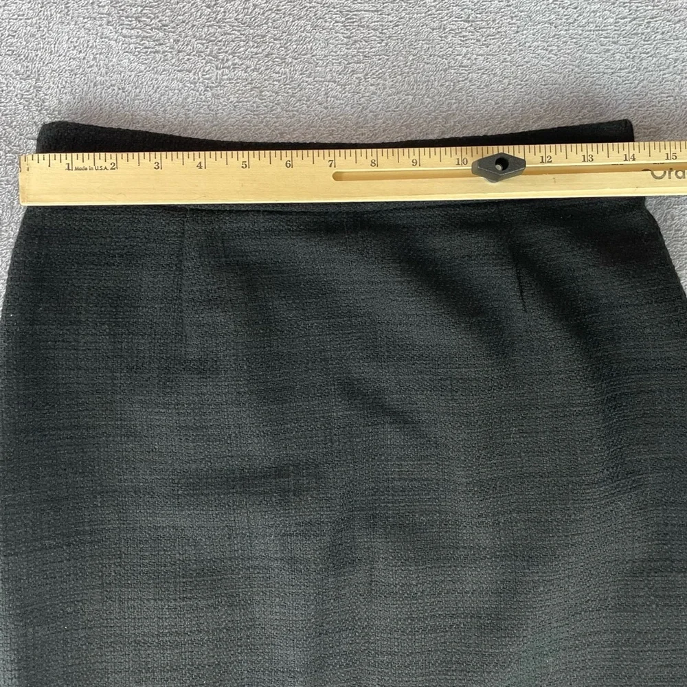 Karl Lagerfeld Fringe Mini Skirt Women's Size 2 Buckle Black Six Buttons Office - Picture 9 of 12